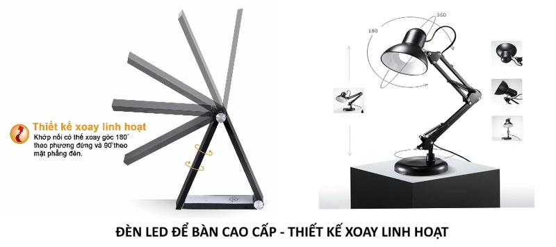 Đèn LED để bàn thiết kế xoay linh hoạt