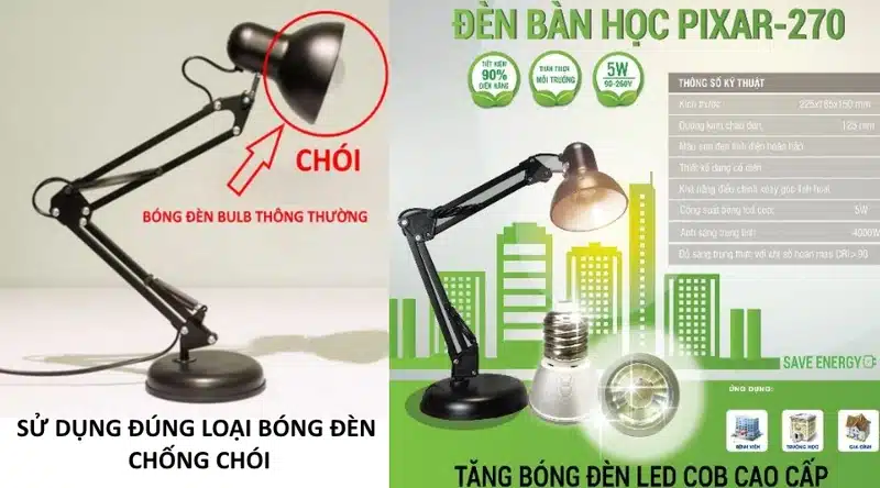 Sử dụng đúng loại bóng đèn chống chói