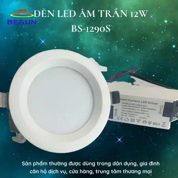 Đèn LED âm trần 12W 3 màu BS-1290s