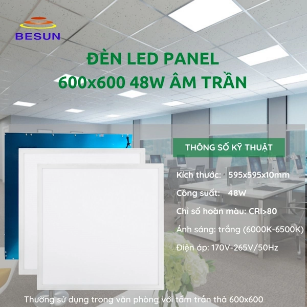 Đèn LED panel 600x600 48W trần thả
